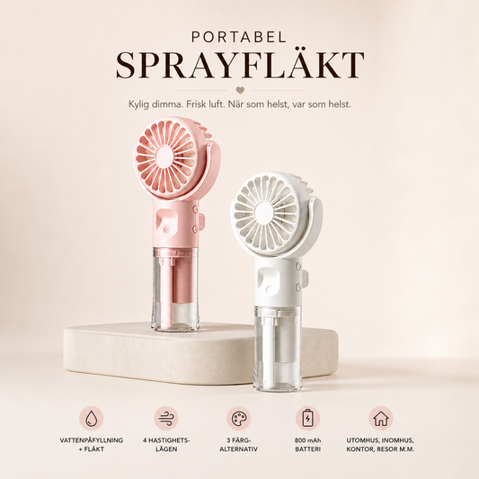 Mini Sprayfläkt – Kylande Handfläkt med Vattendimma