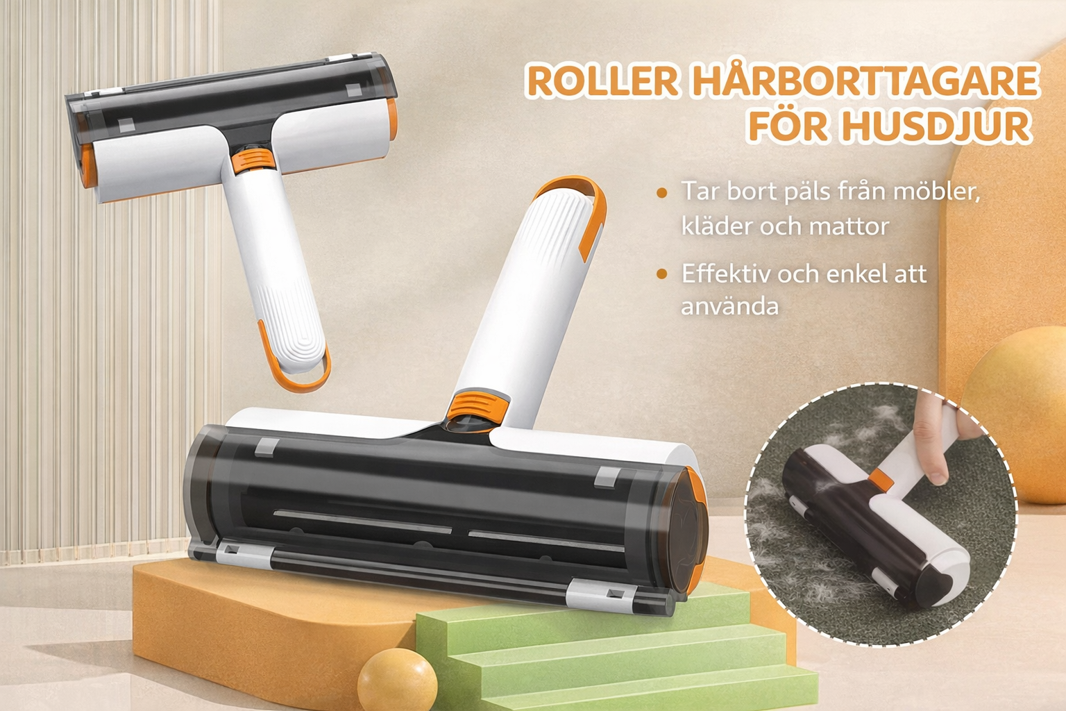 2-i-1 hårborttagare för husdjur – Återanvändbar och effektiv roller