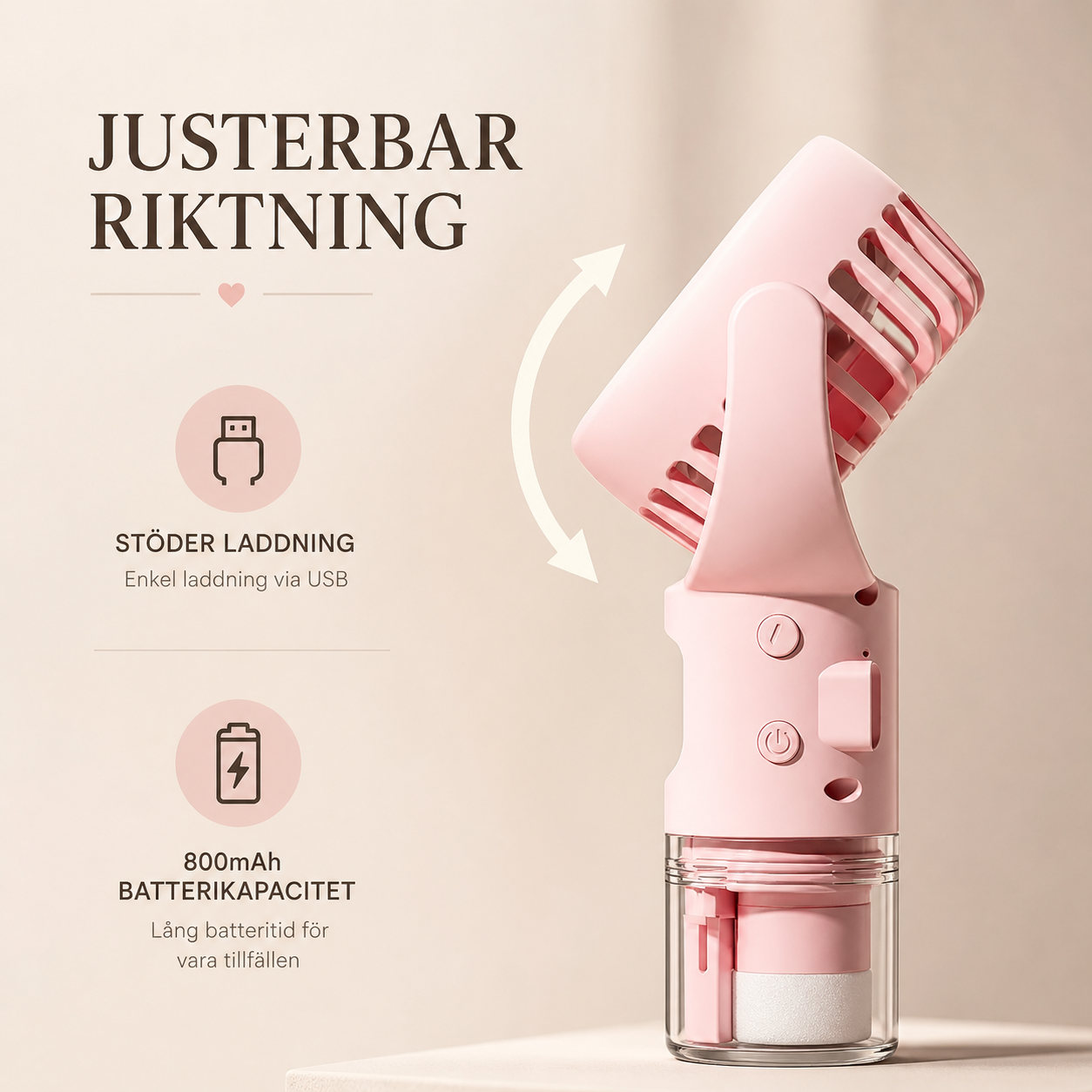 Mini Sprayfläkt – Kylande Handfläkt med Vattendimma