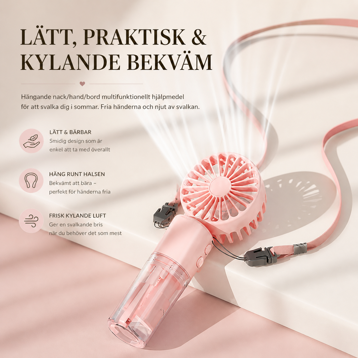 Mini Sprayfläkt – Kylande Handfläkt med Vattendimma