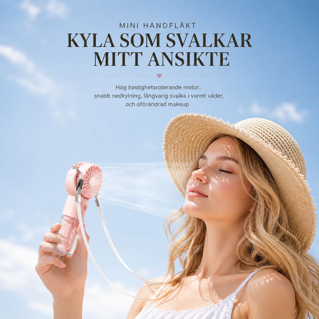 Mini Sprayfläkt – Kylande Handfläkt med Vattendimma