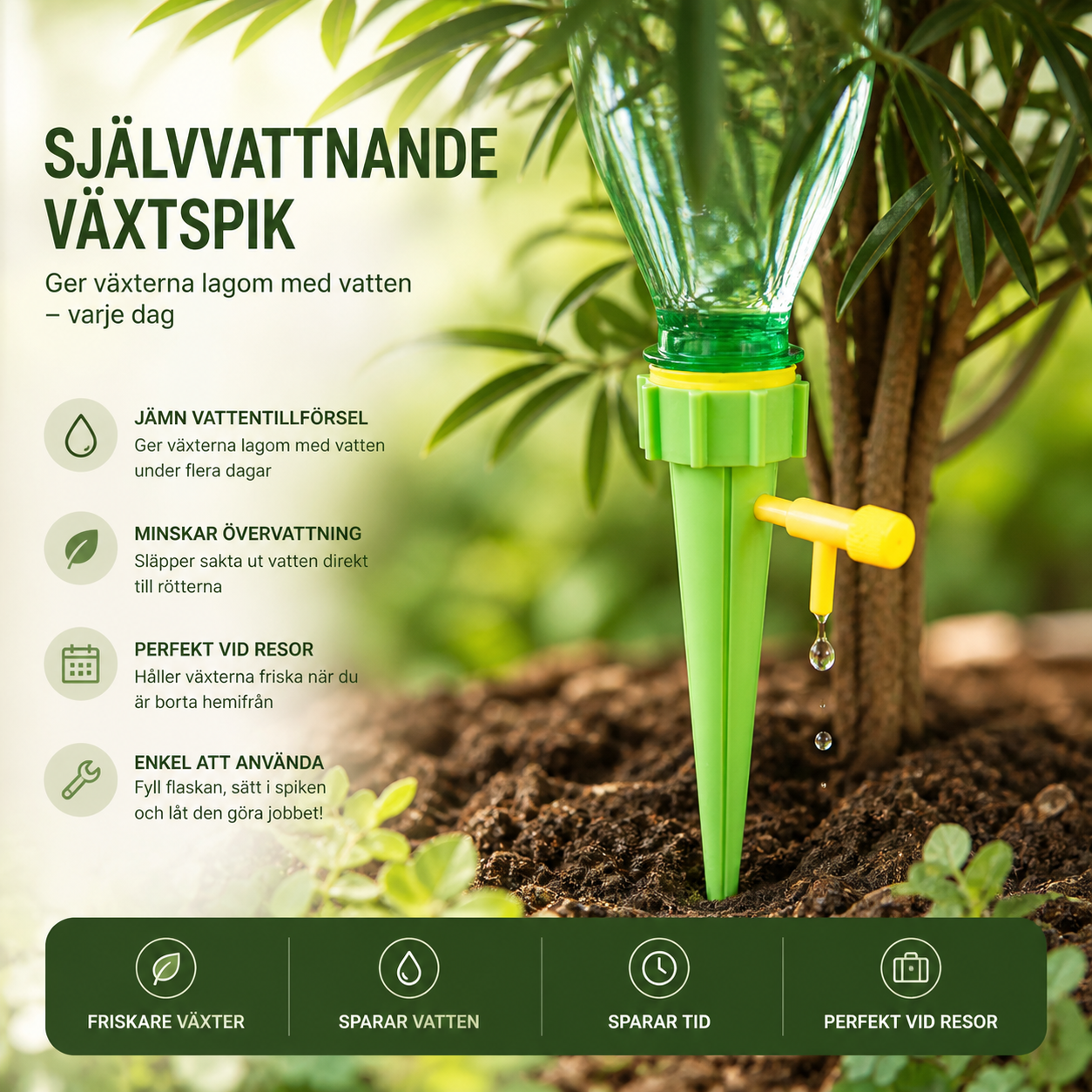 Självvattnande växtspikar – Automatisk bevattning för dina växter