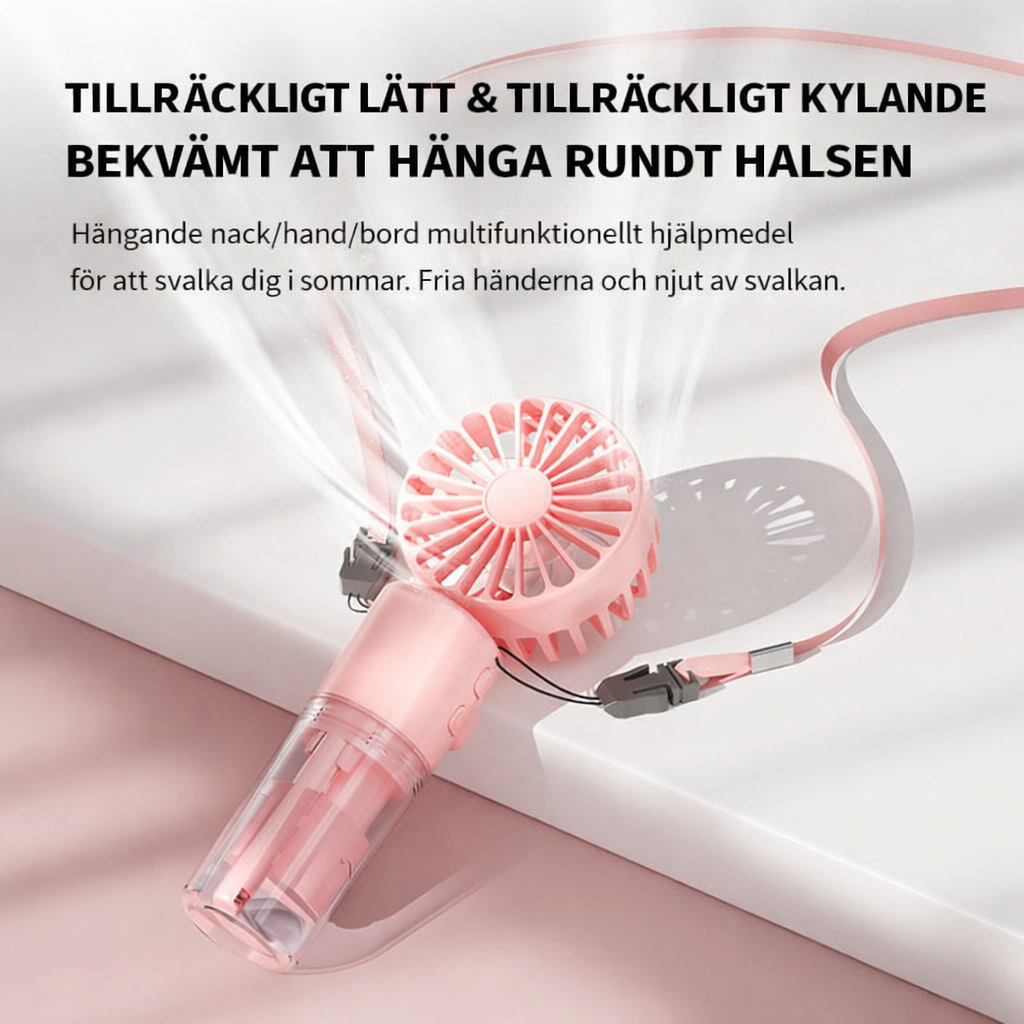 Mini Sprayfläkt – Kylande Handfläkt med Vattendimma