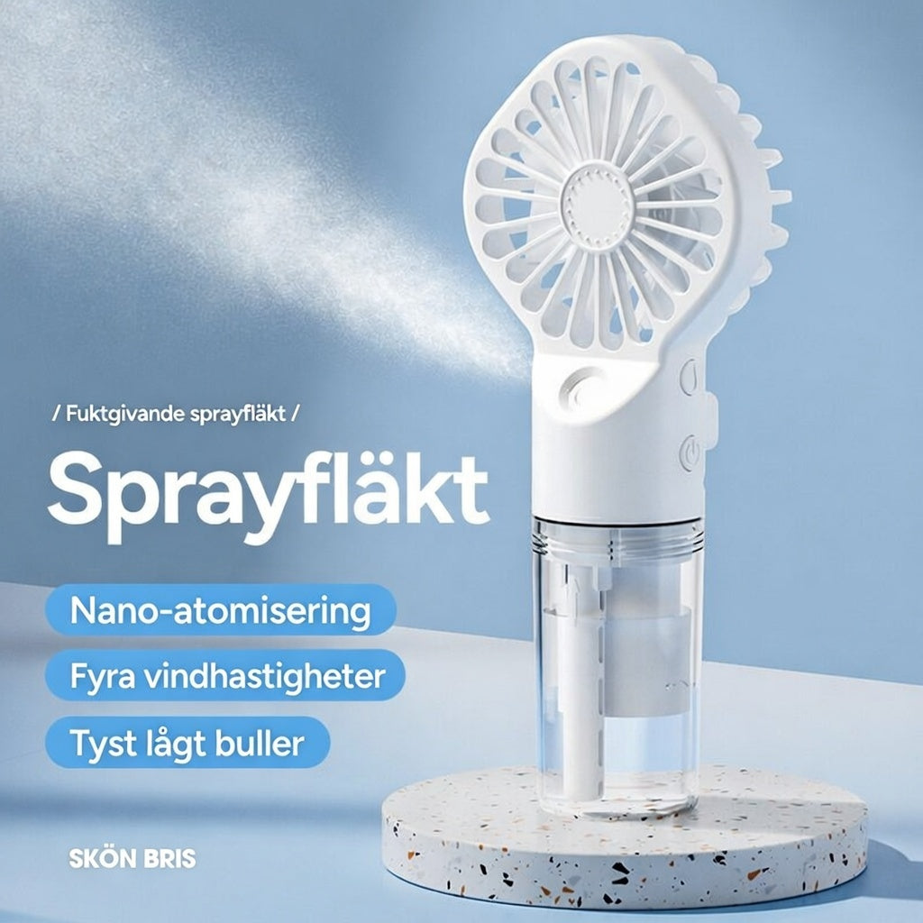 Mini Sprayfläkt – Kylande Handfläkt med Vattendimma