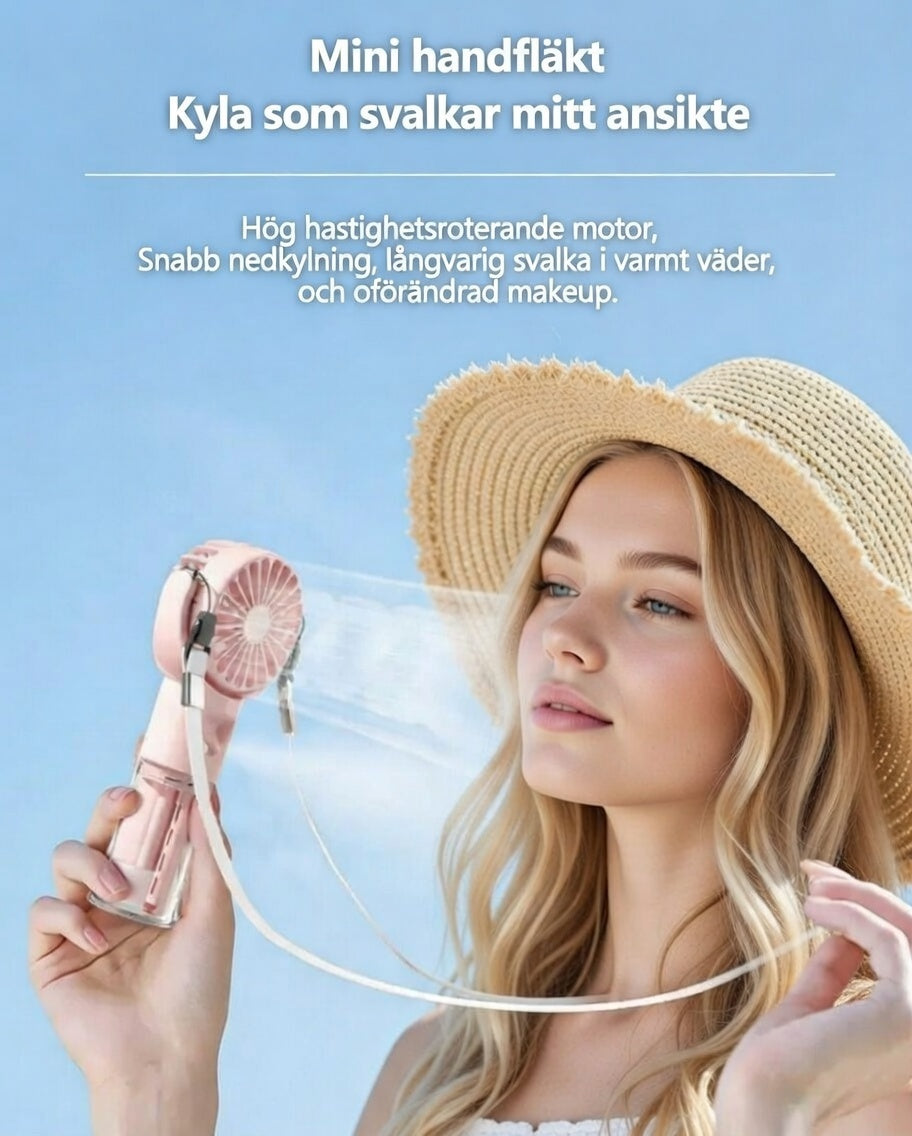 Mini Sprayfläkt – Kylande Handfläkt med Vattendimma